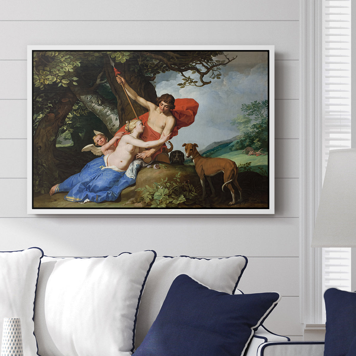 Venus and Adonis, 1632 - Floater Framed Canvas Print