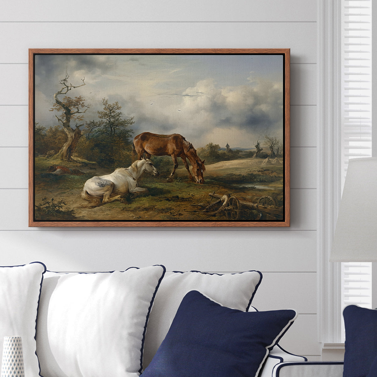 Two Horses on the Pasture, c. 1825 - Floater Framed Canvas Print