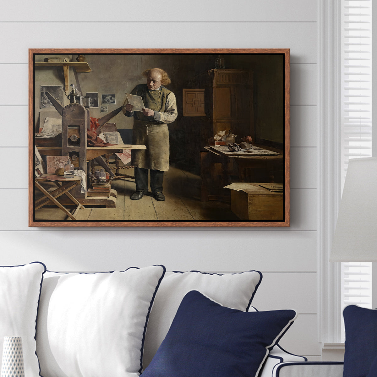 The Plate Printer, 1875 - Floater Framed Canvas Print