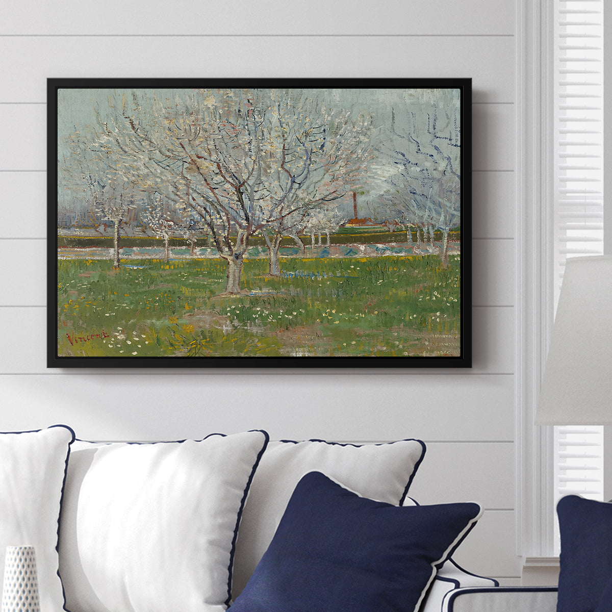 Orchard in Blossom (Plum Trees), 1888 - Floater Framed Canvas Print