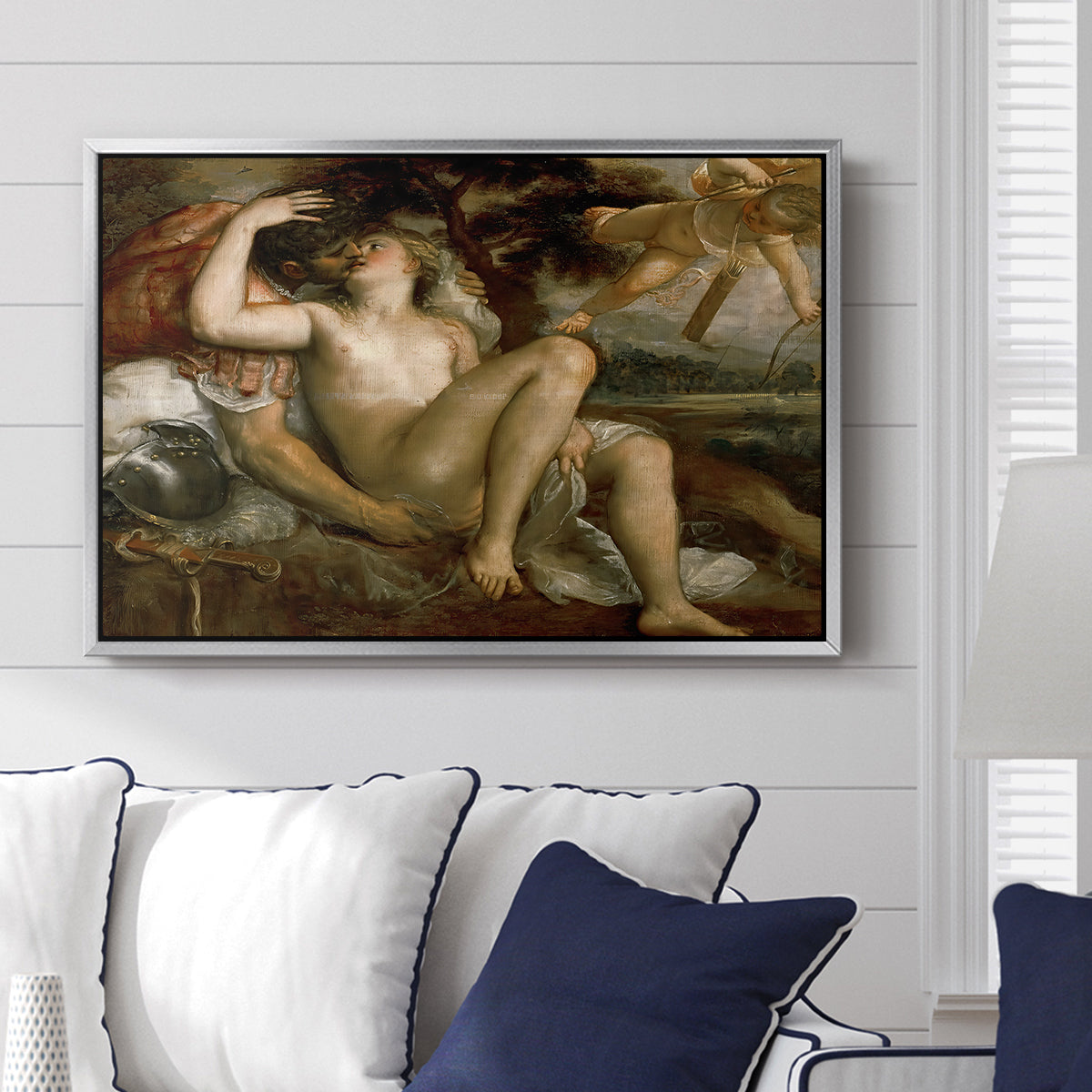 Mars, Venus and Cupid, c. 1530 - Floater Framed Canvas Print