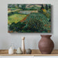 Canvas art print featuring a post-impressionist scene emphasizing color contrast, styled above a decorative console