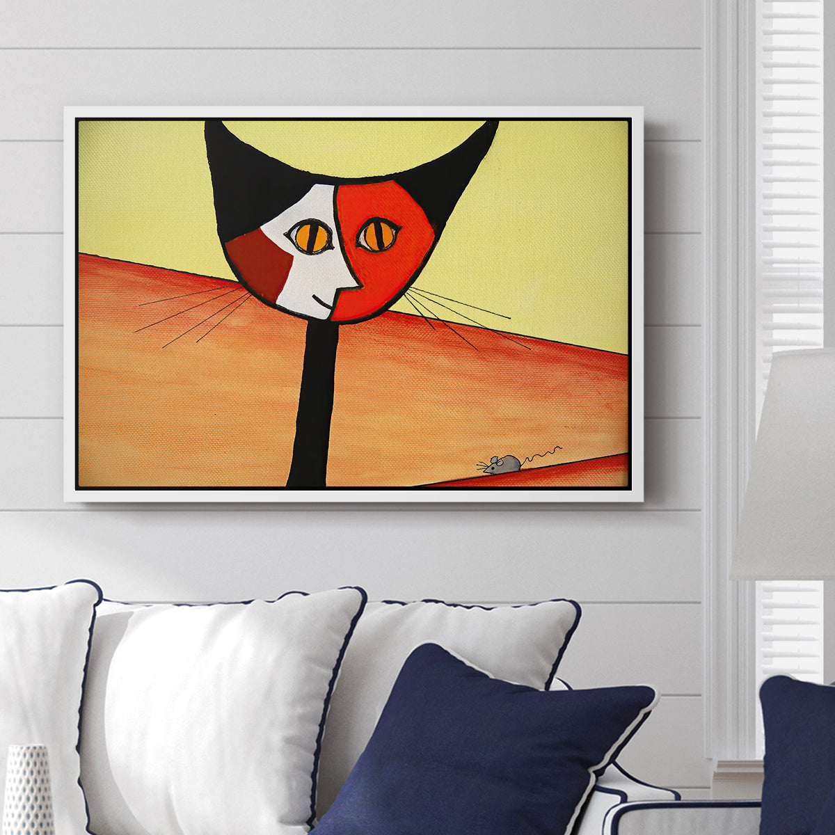 Picasso's Cat–El Gato - Floater Framed Canvas Print