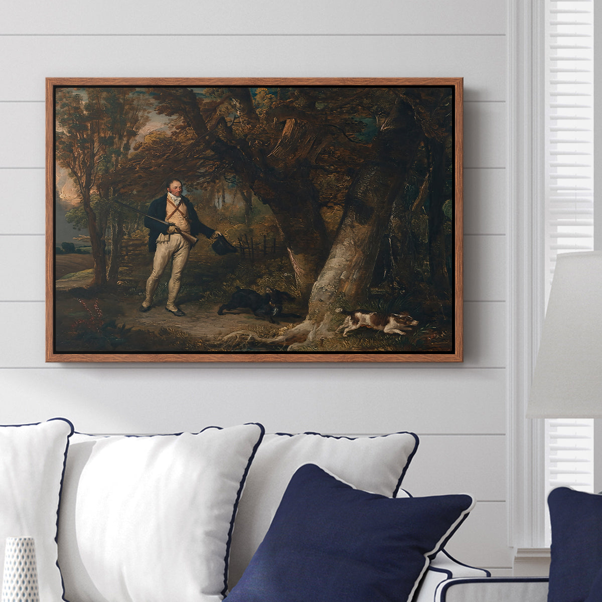 The Reverend Thomas Levett and Favourite Dogs, Cock-Shooting, 1811 - Floater Framed Canvas Print