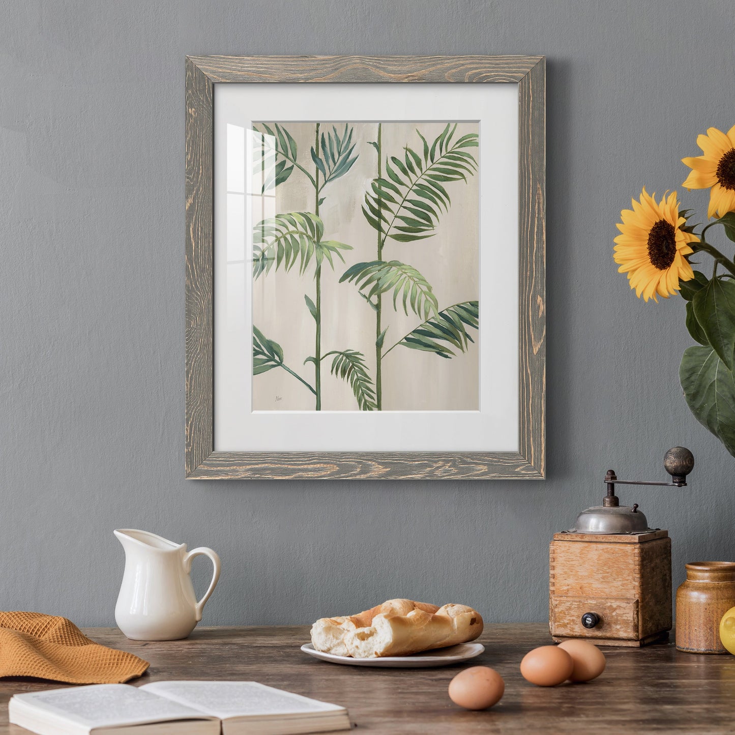 Modern Fronds I - Premium Framed Print - Distressed Barnwood Frame - Ready to Hang