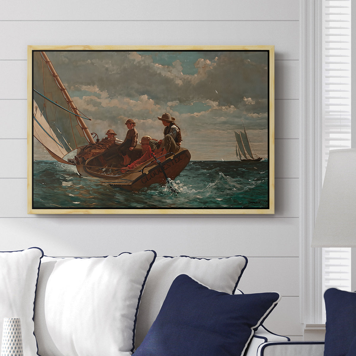 Breezing Up (A Fair Wind), 1873-1876 - Floater Framed Canvas Print