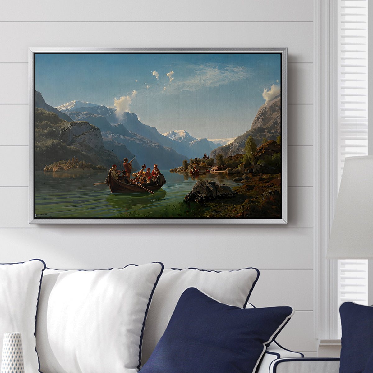Bridal Procession on the Hardangerfjord, 1848 - Floater Framed Canvas Print
