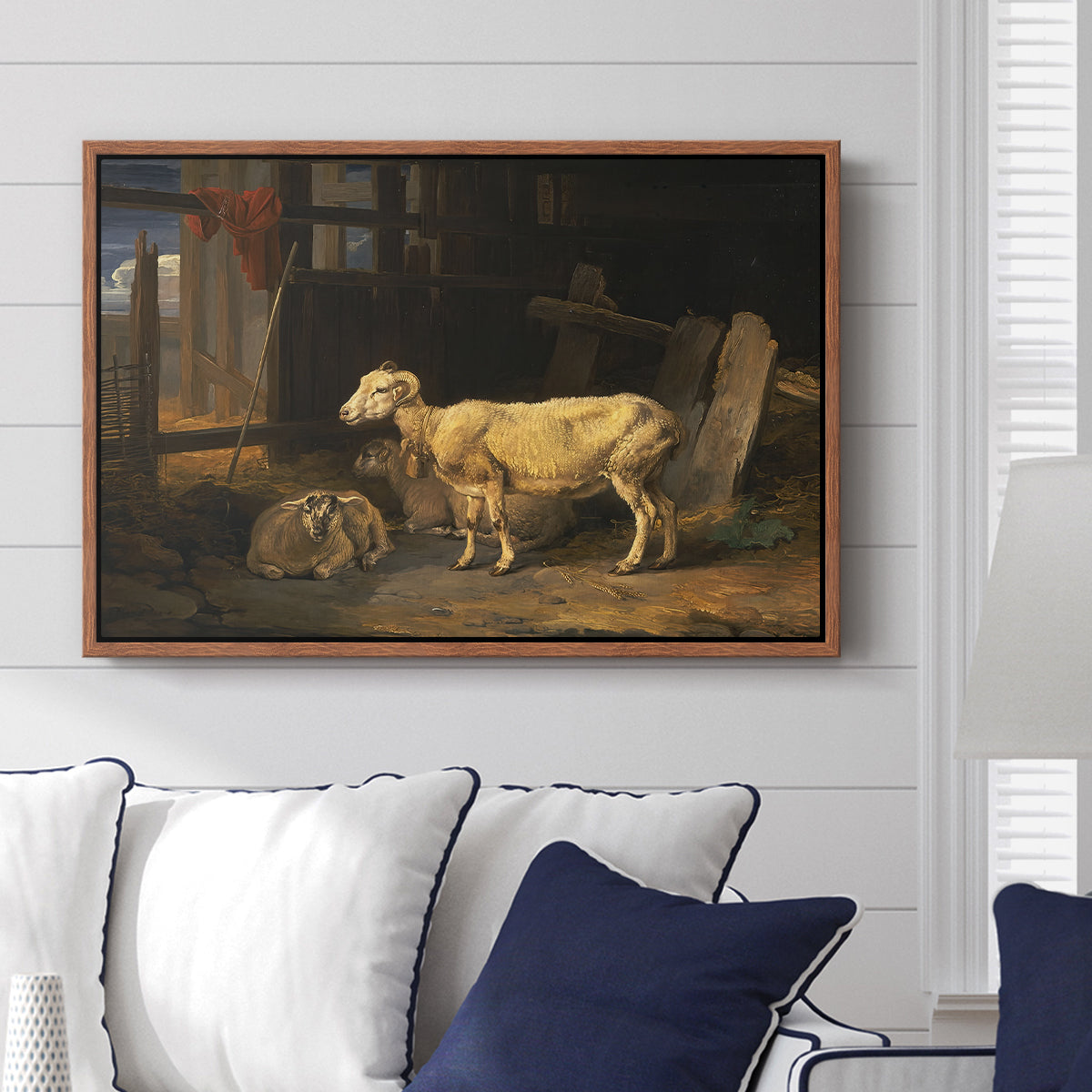 Sheep in a Stable, 1810 - Floater Framed Canvas Print