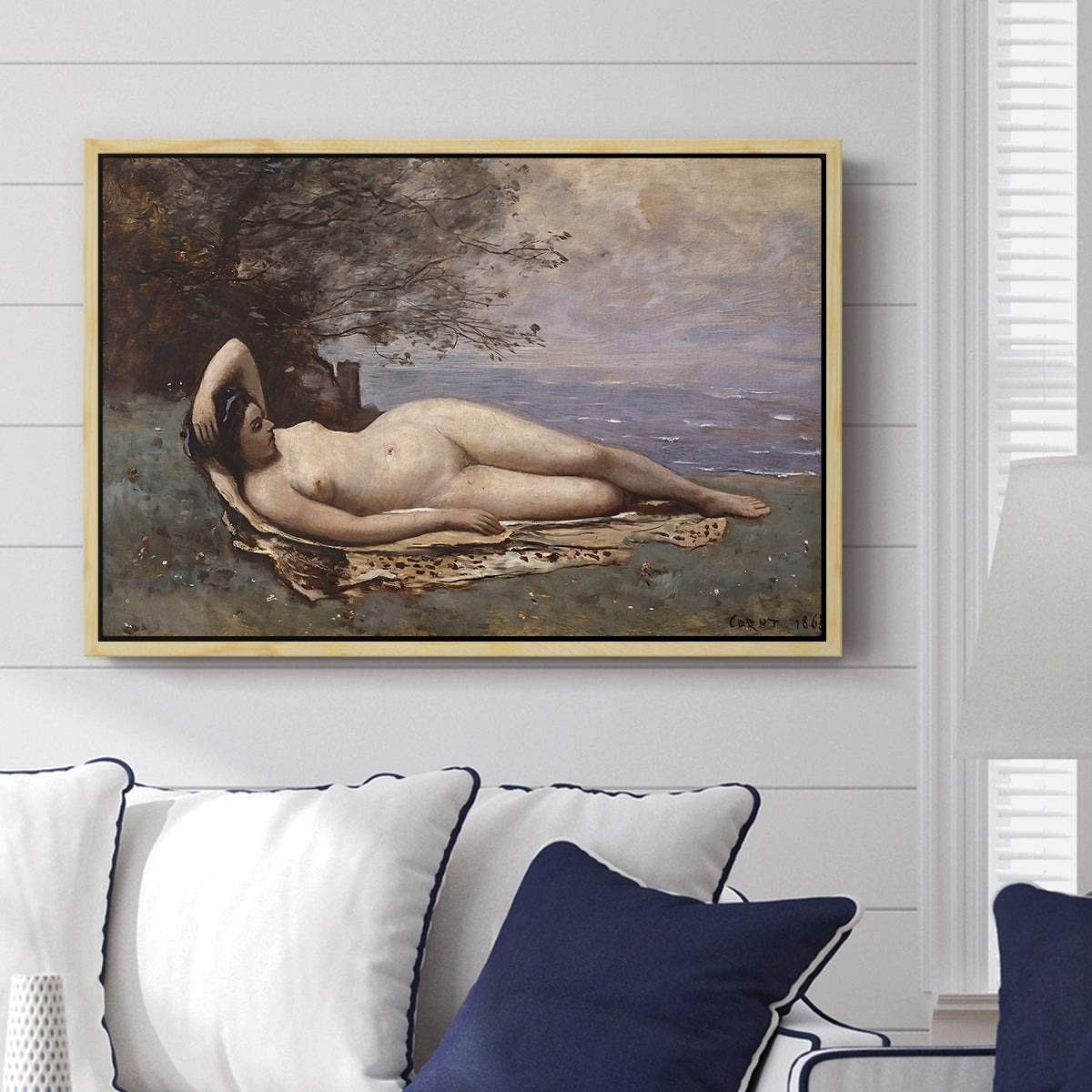 Bacchante by the Sea, 1865 - Floater Framed Canvas Print