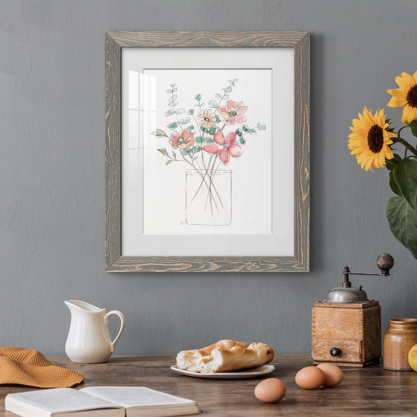 Whimsical Wildflowers I - Premium Framed Print - Distressed Barnwood Frame - Ready to Hang