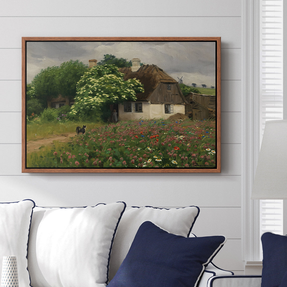 Farmhouse with Meadow Flowers, 1909 - Floater Framed Canvas Print