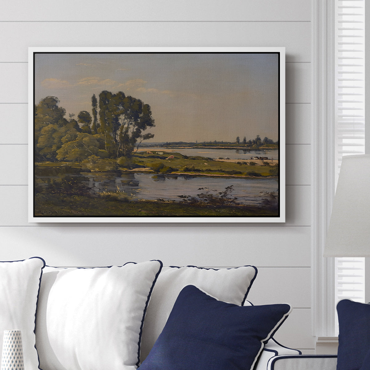 Landscape with a River, 1892 - Floater Framed Canvas Print