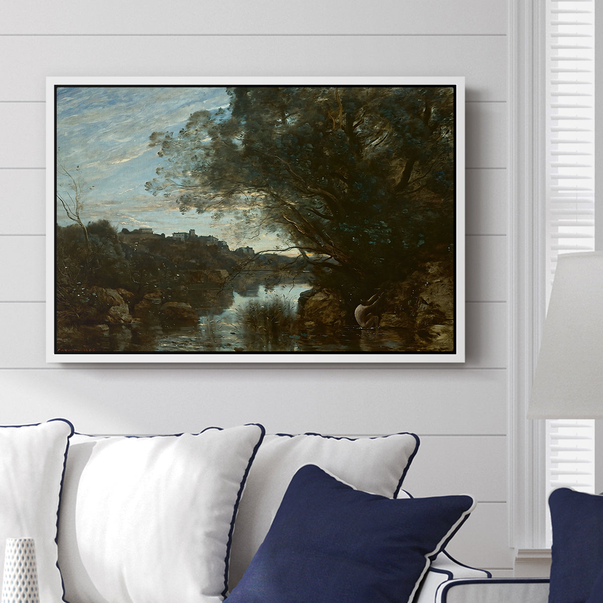 Souvenir of the Environs of Lake Nemi, 1865 - Floater Framed Canvas Print