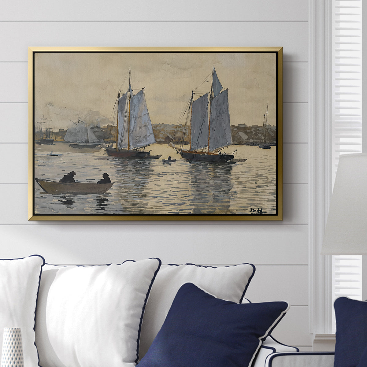 Two Schooners, Gloucester, c. 1880 - Floater Framed Canvas Print