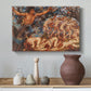 Canvas art print featuring an energetic depiction of figures swept through air by wind, styled above a decorative console