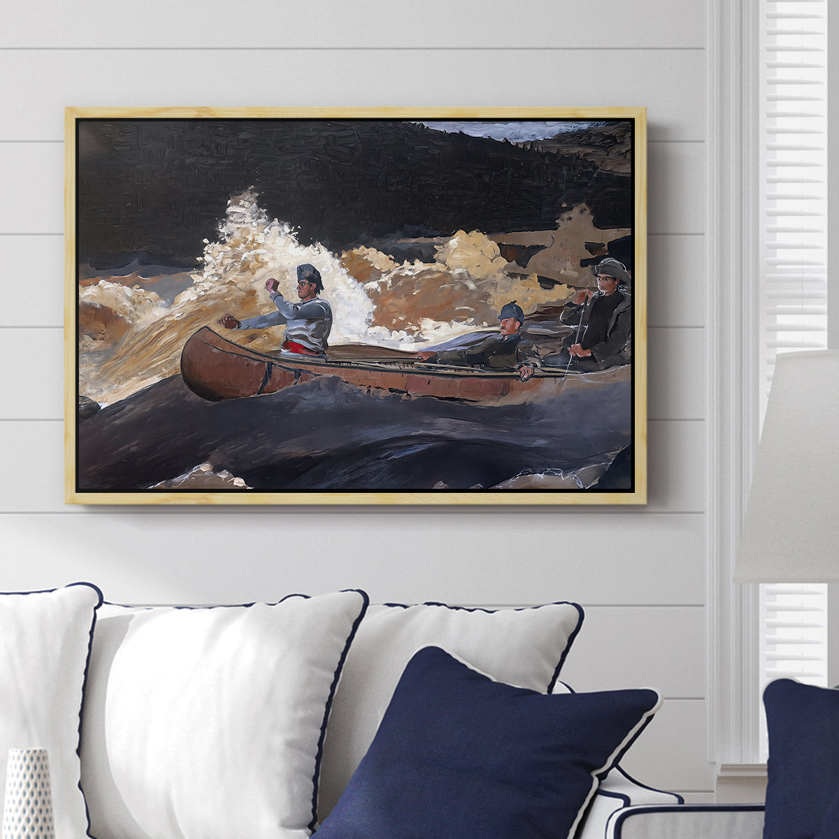 Shooting the Rapids, Saguenay River, 1905-1910 - Floater Framed Canvas Print