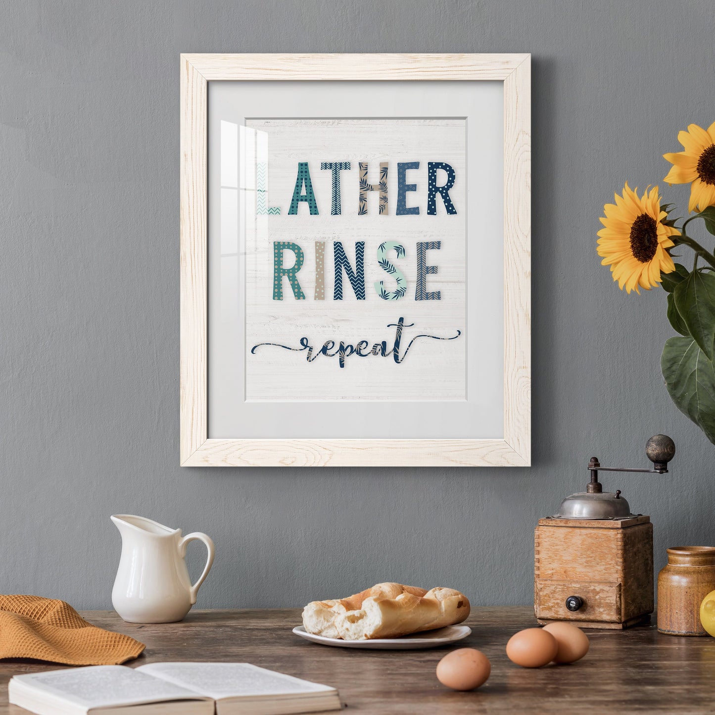 Lather Rinse Repeat - Premium Framed Print - Distressed Barnwood Frame - Ready to Hang