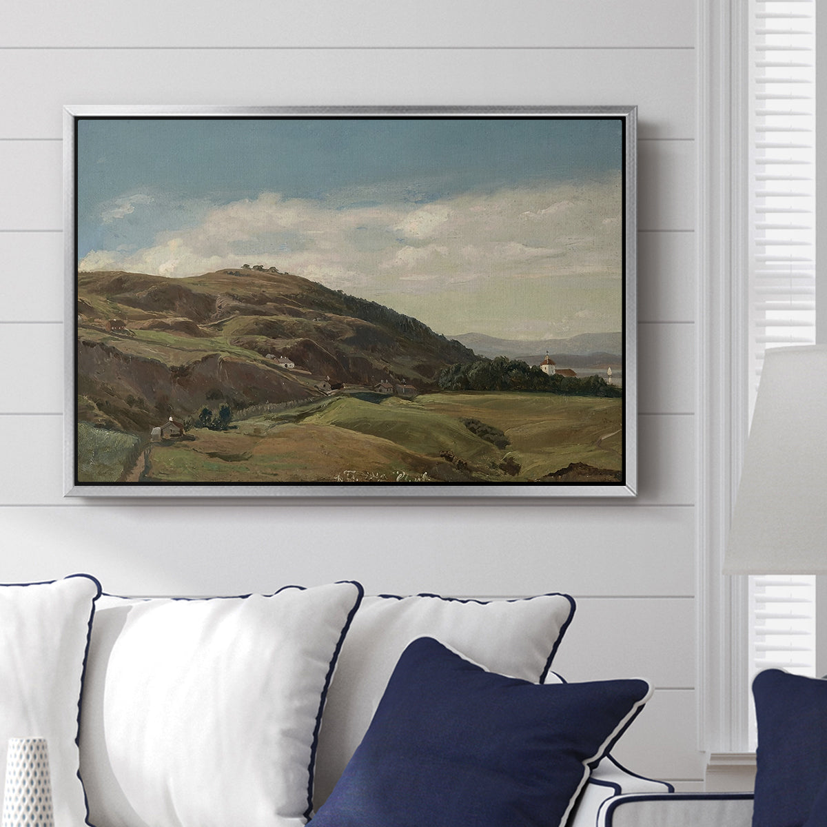 Ekeberg and Oslo Church, 1852 - Floater Framed Canvas Print