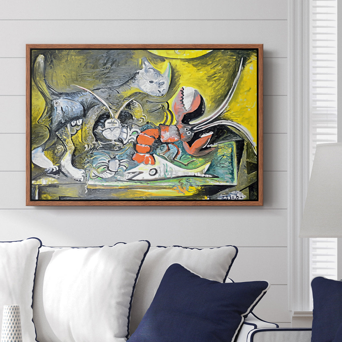 Still Life with Cat and Lobster, 1962 - Floater Framed Canvas Print