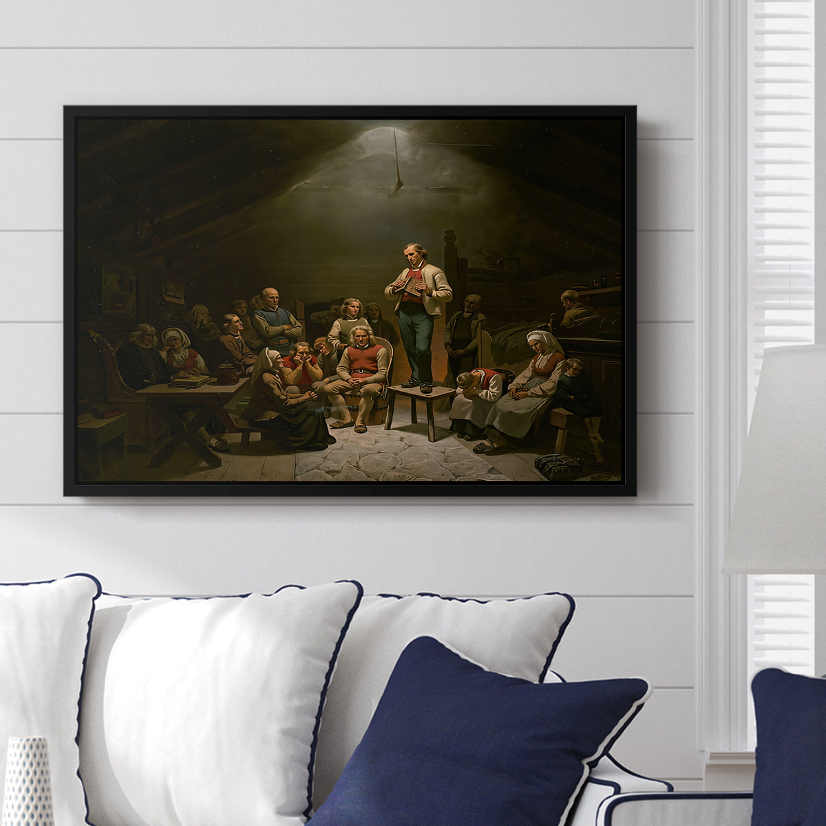 Low Church Devotion (Haugianerne), 1848 - Floater Framed Canvas Print