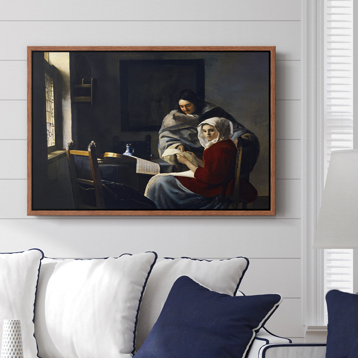 Girl Interrupted at Her Music, c. 1658-1659 - Floater Framed Canvas Print