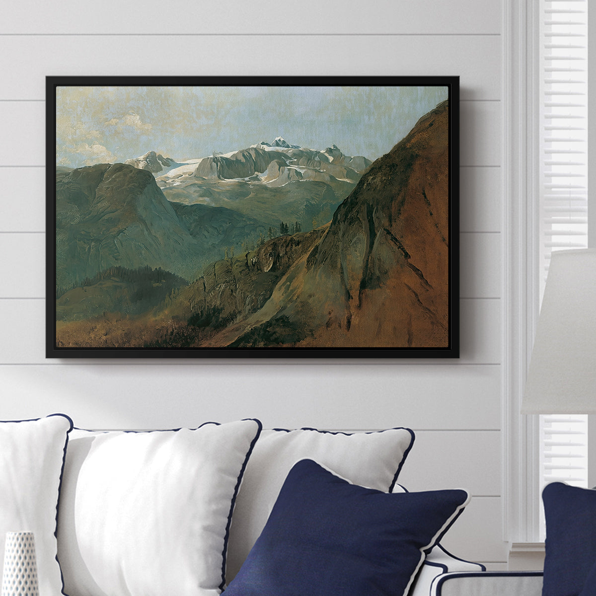 The Dachstein from the Plassen near Hallstatt, 1827 - Floater Framed Canvas Print