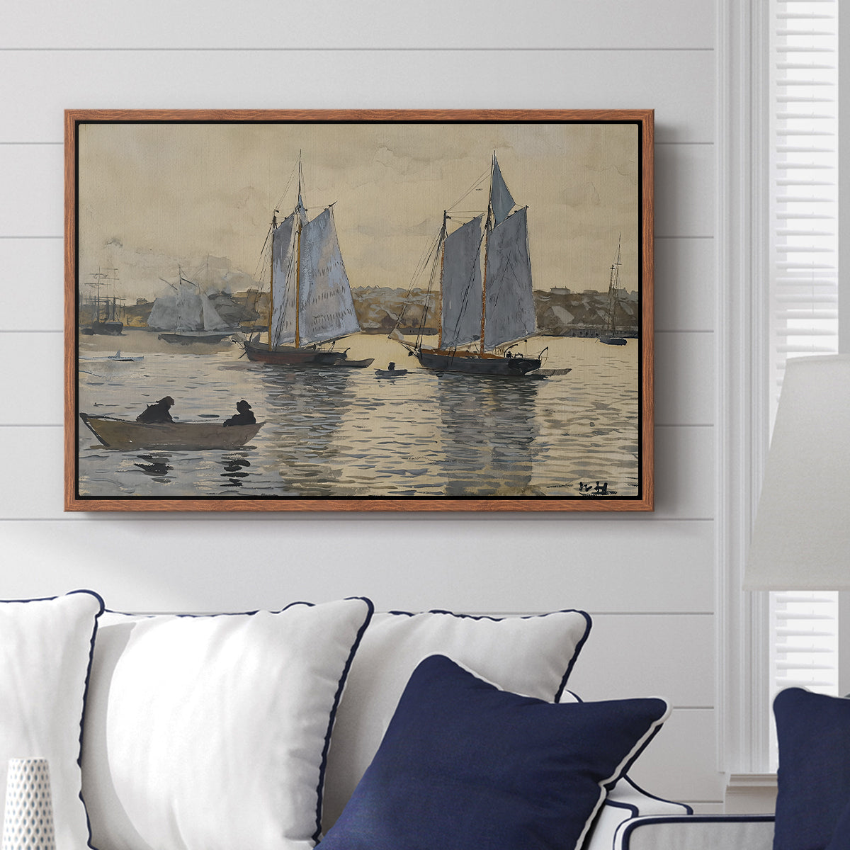 Two Schooners, Gloucester, c. 1880 - Floater Framed Canvas Print