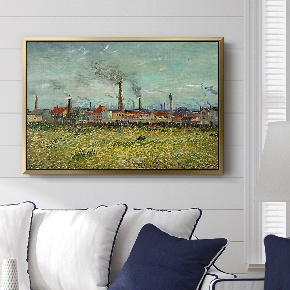 Factories at Clichy, 1887 - Floater Framed Canvas Print
