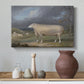 Canvas art print featuring a realistic depiction of sheep in countryside setting, styled above a decorative console