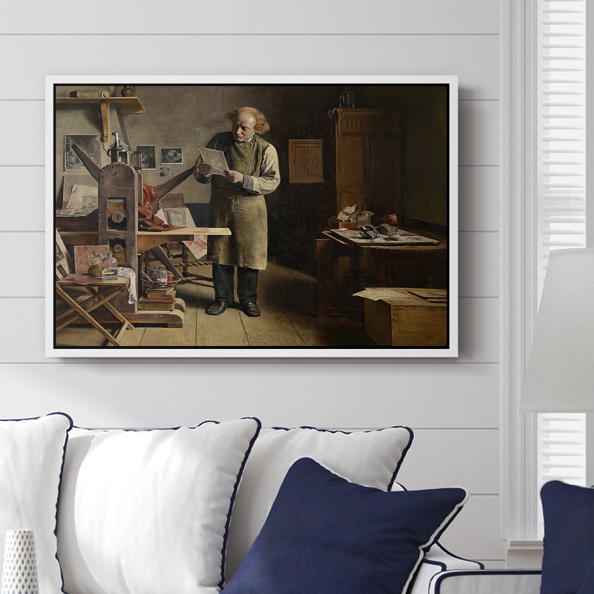 The Plate Printer, 1875 - Floater Framed Canvas Print