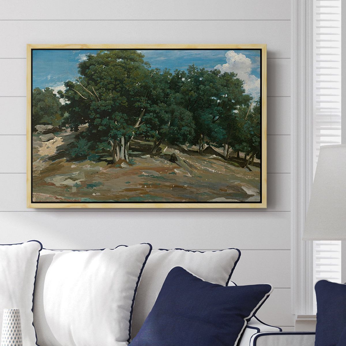 Fontainebleau: Oak Trees at Bas-Bréau, c. 1830-1835 - Floater Framed Canvas Print