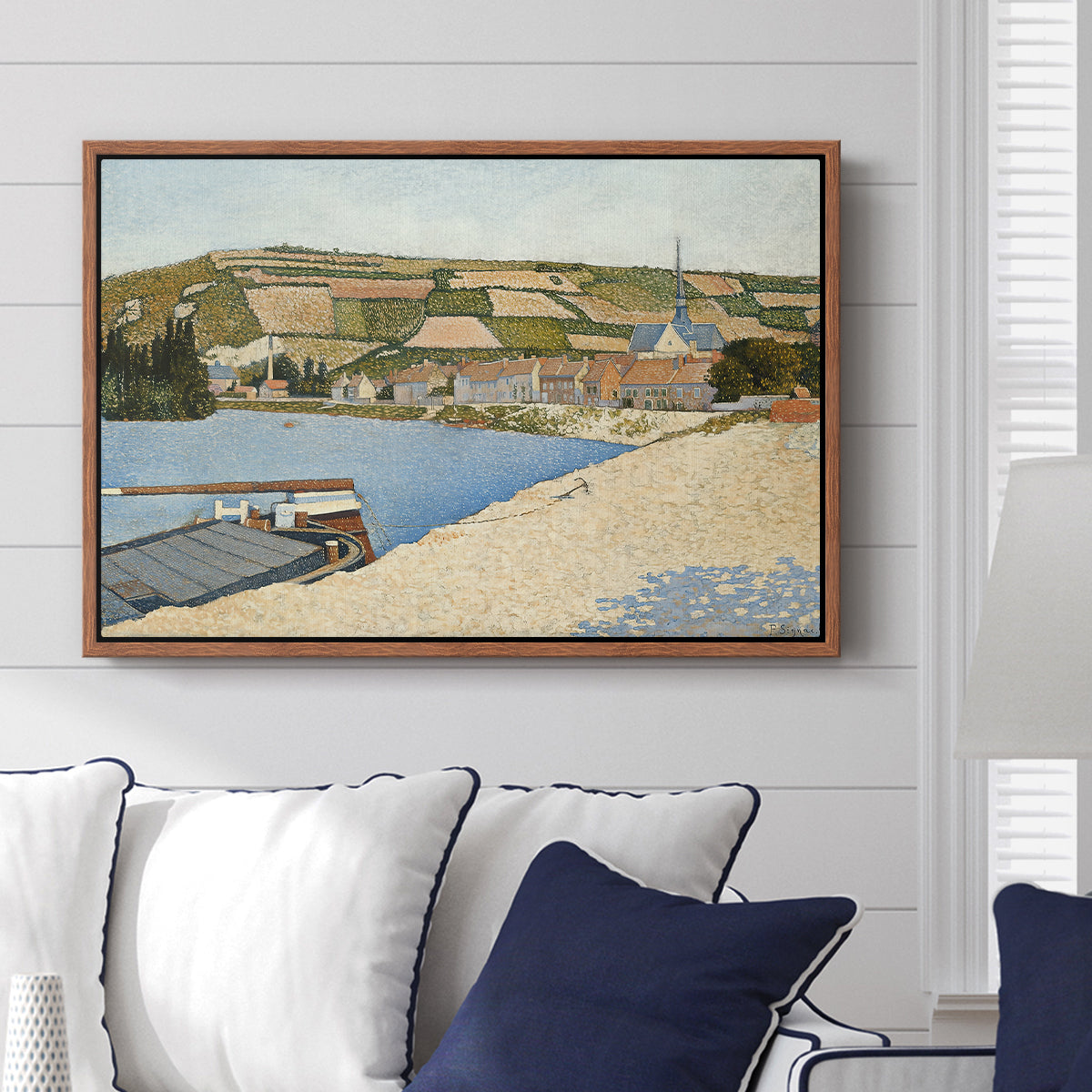 The Riverbank, Les Andelys, 1886 - Floater Framed Canvas Print