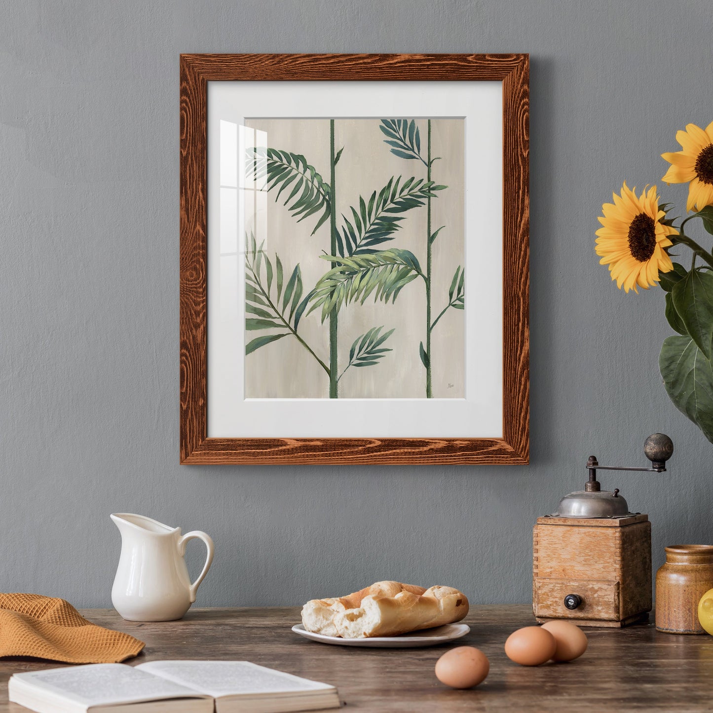 Modern Fronds II - Premium Framed Print - Distressed Barnwood Frame - Ready to Hang