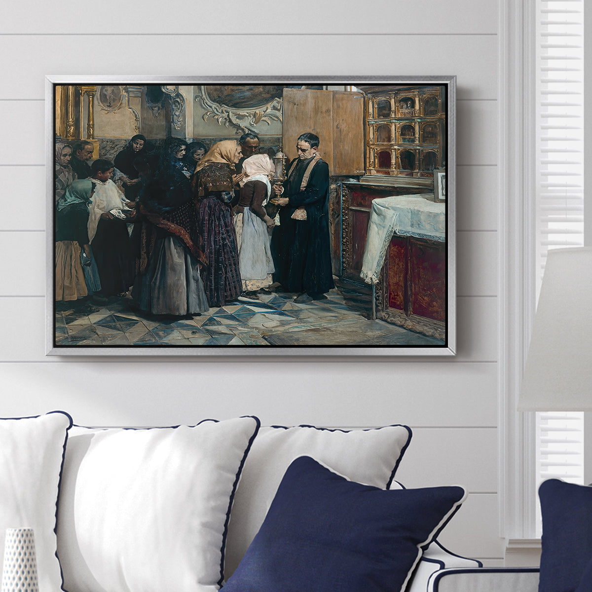 Kissing the Relic, 1893 - Floater Framed Canvas Print