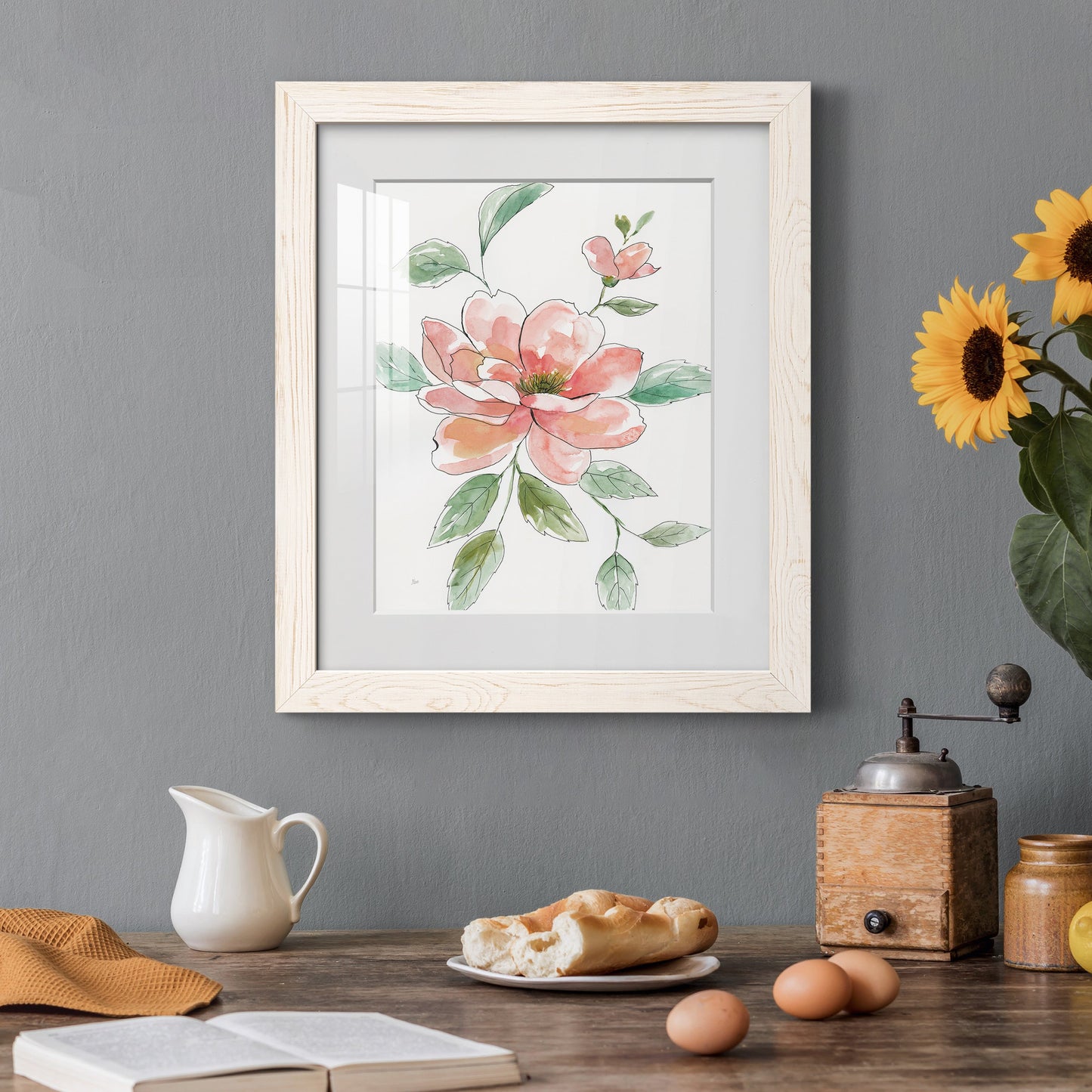 Peony Contour - Barnwood Framed Art Print