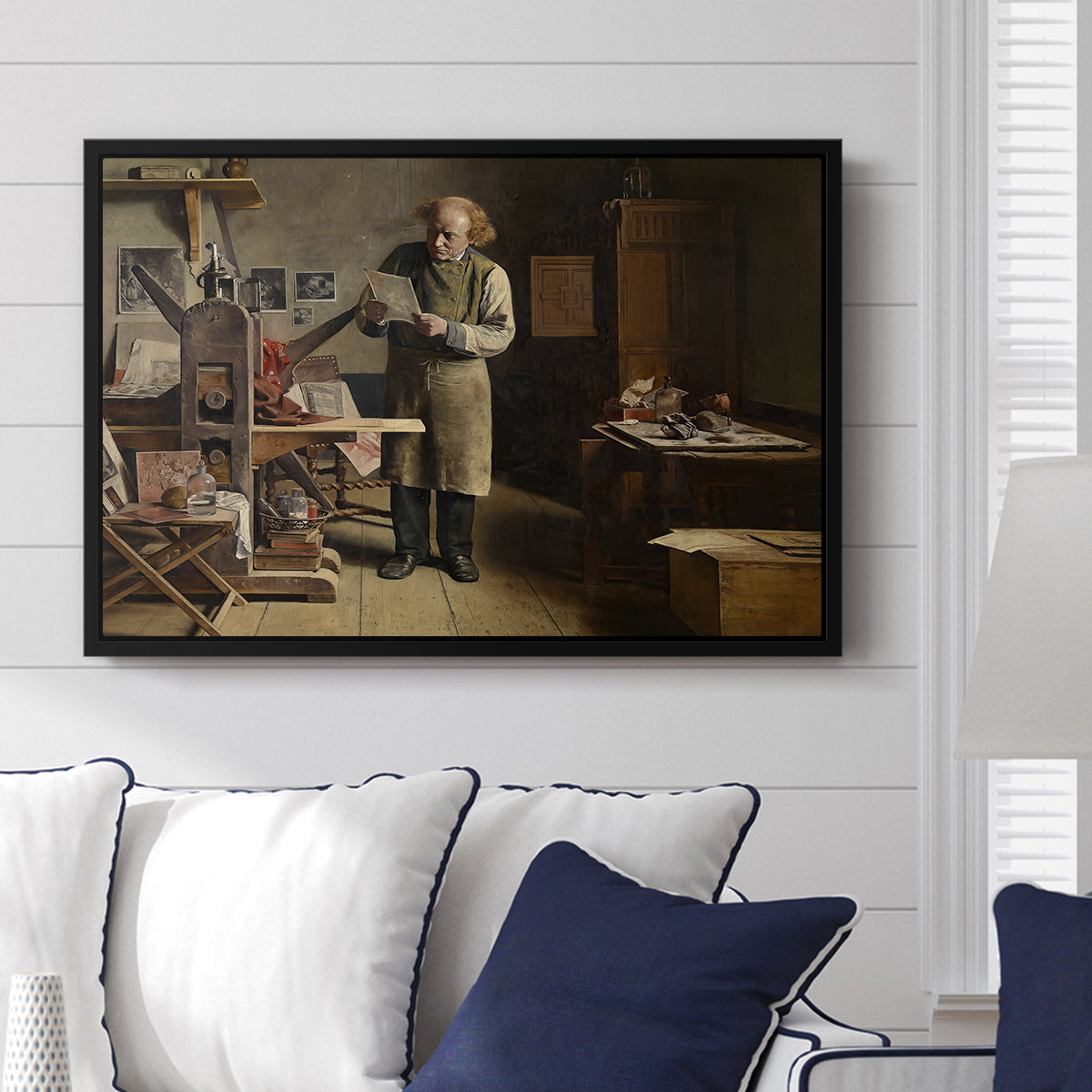 The Plate Printer, 1875 - Floater Framed Canvas Print