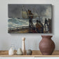 Canvas art print featuring a shoreline composition showing communication between land and sea, styled above a decorative console