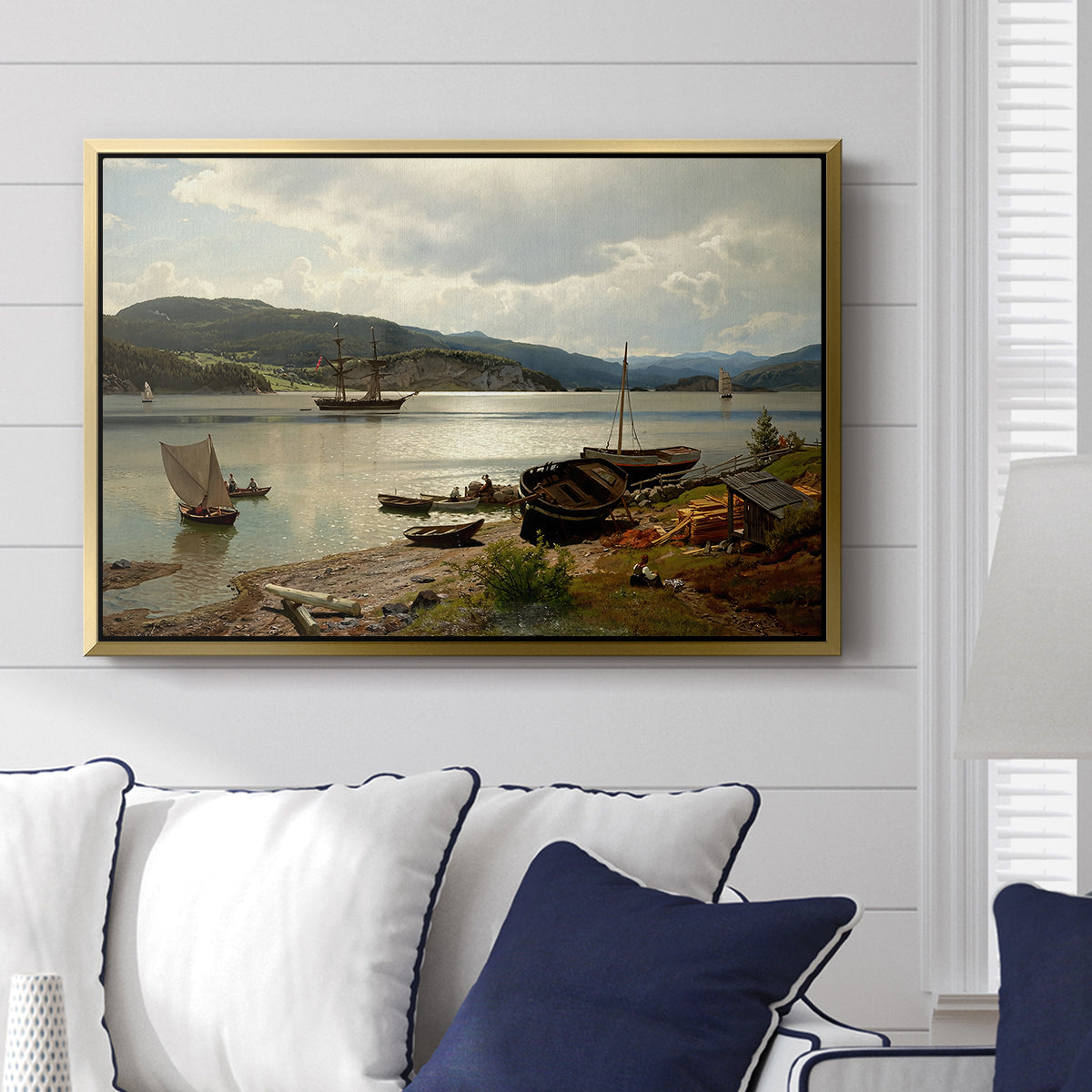 By the Water, 1876 - Floater Framed Canvas Print