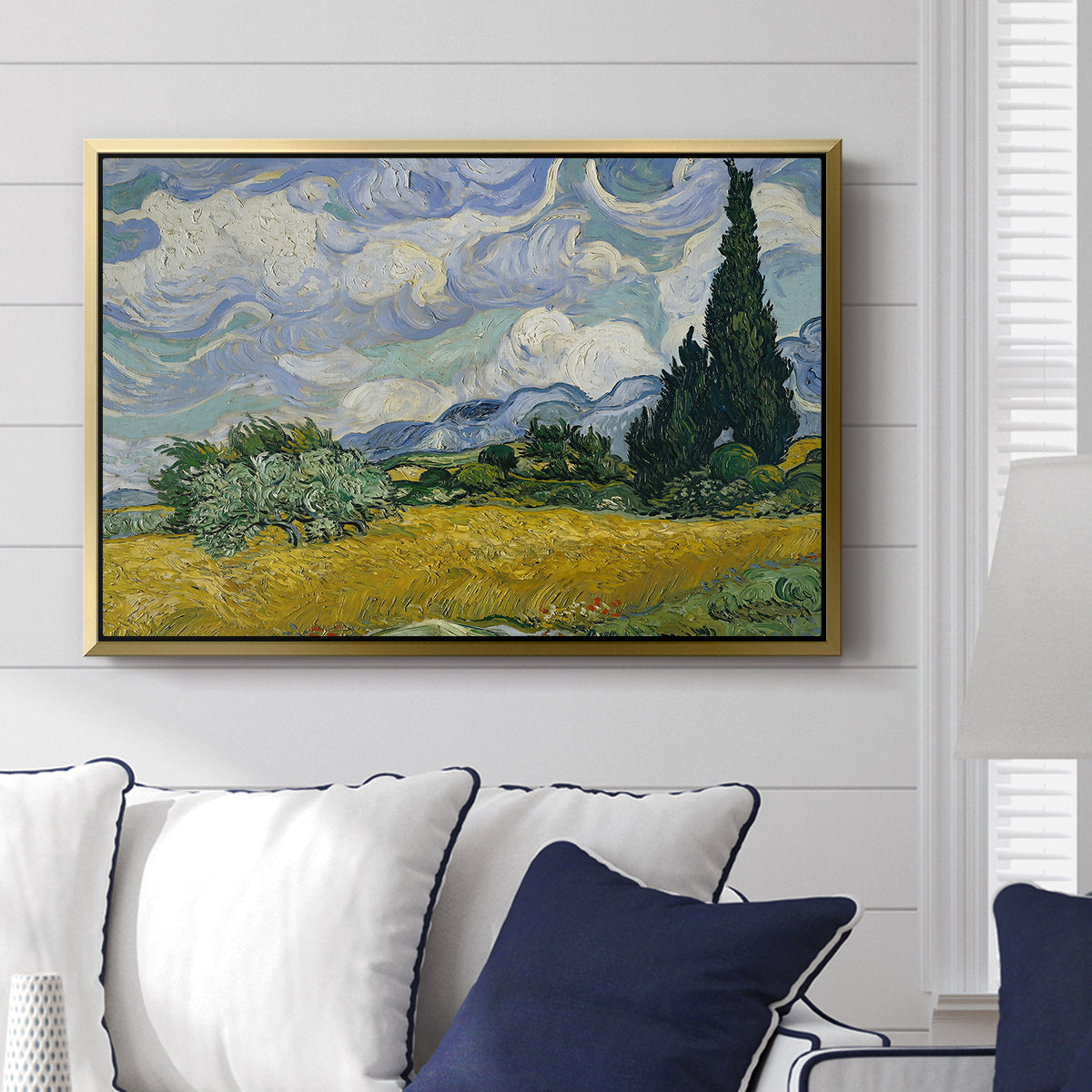 Wheat Field with Cypresses, 1889 - Floater Framed Canvas Print