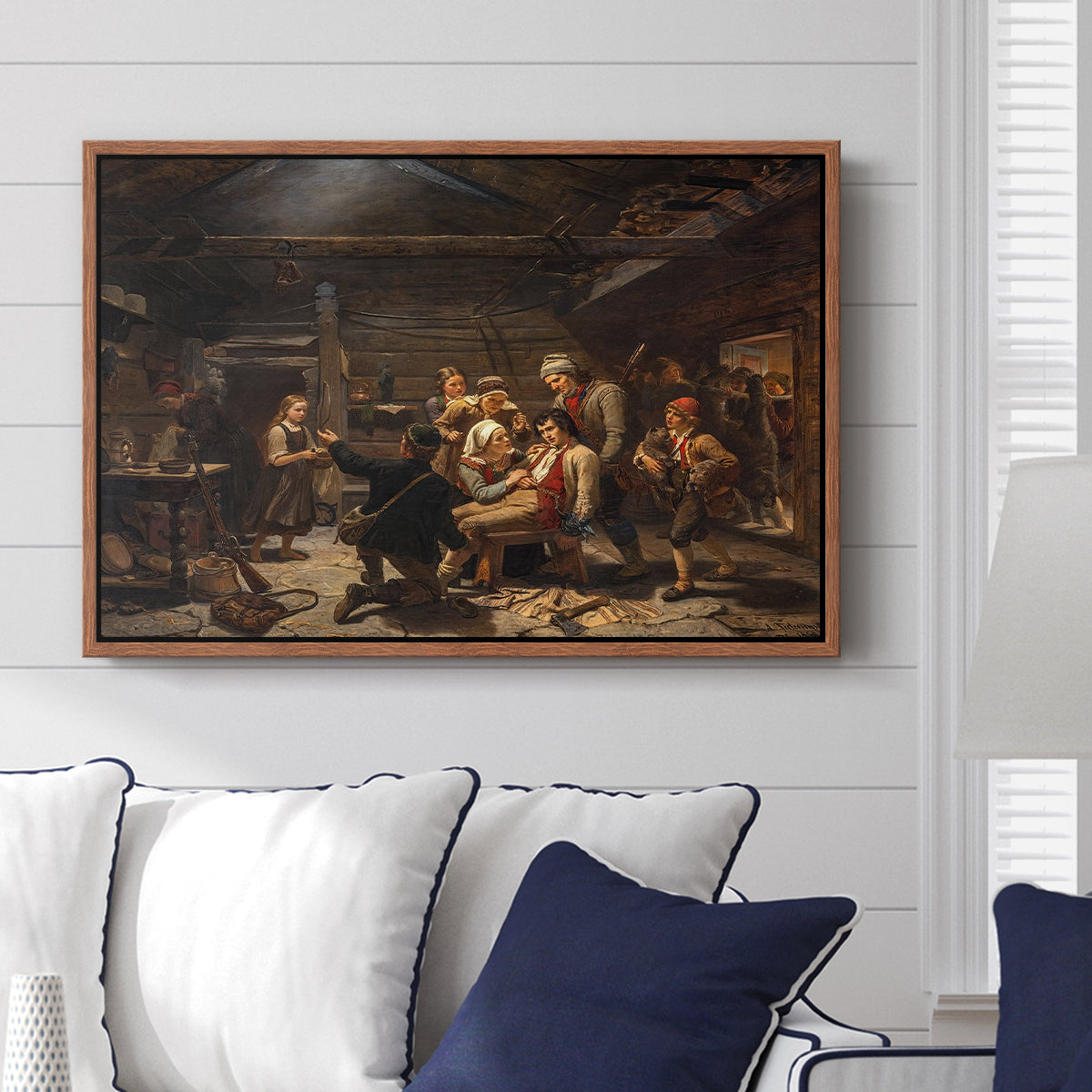 The Return of the Bear Hunter, 1856 - Floater Framed Canvas Print