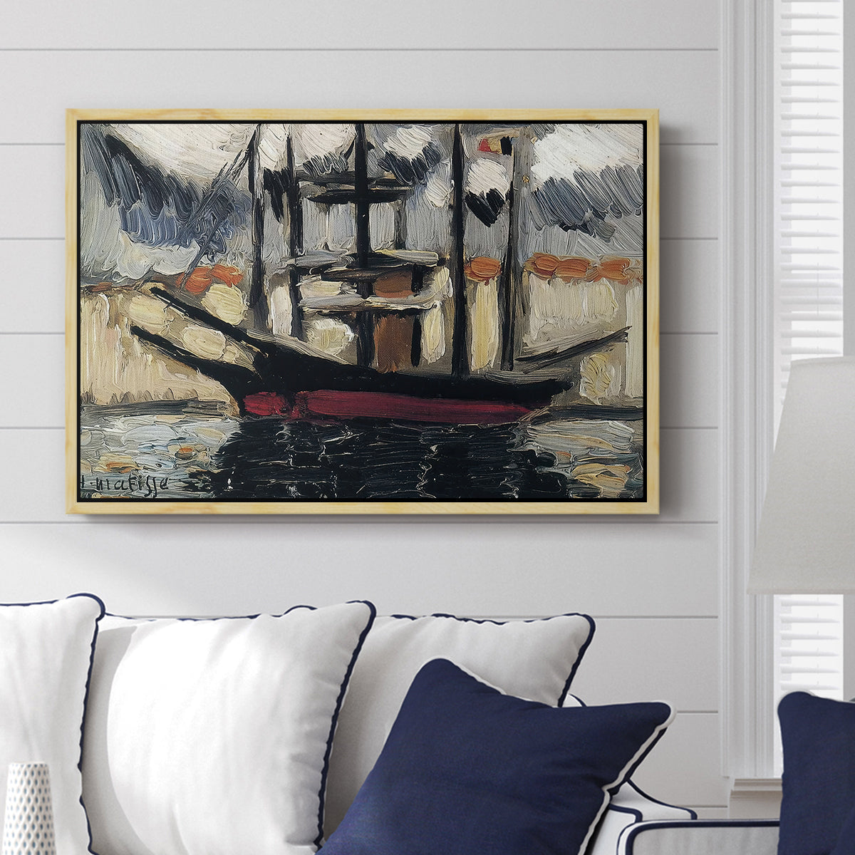 Two Boats Side by Side, Port of Marseilles, c. 1916 - Floater Framed Canvas Print