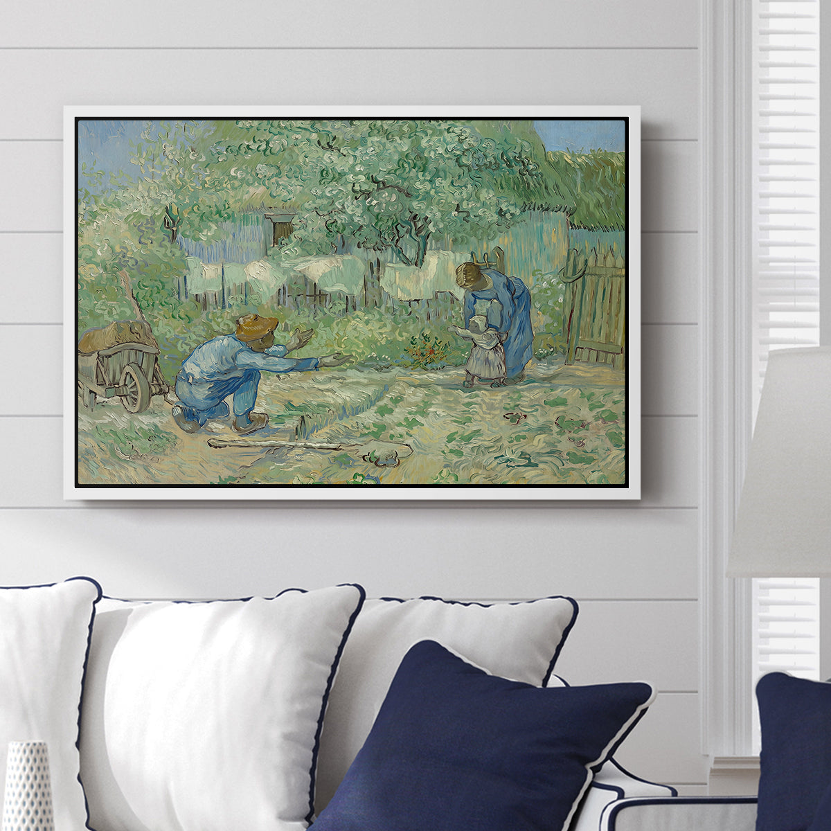 First Steps after Millet, 1890 - Floater Framed Canvas Print