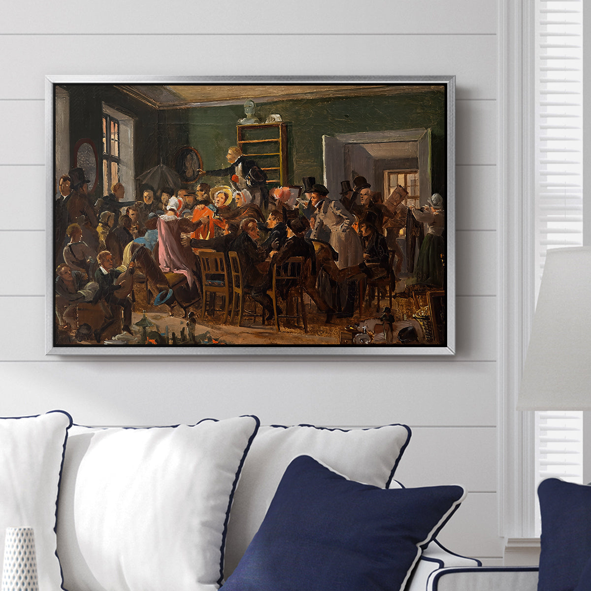 An Auction Scene, 1835 - Floater Framed Canvas Print