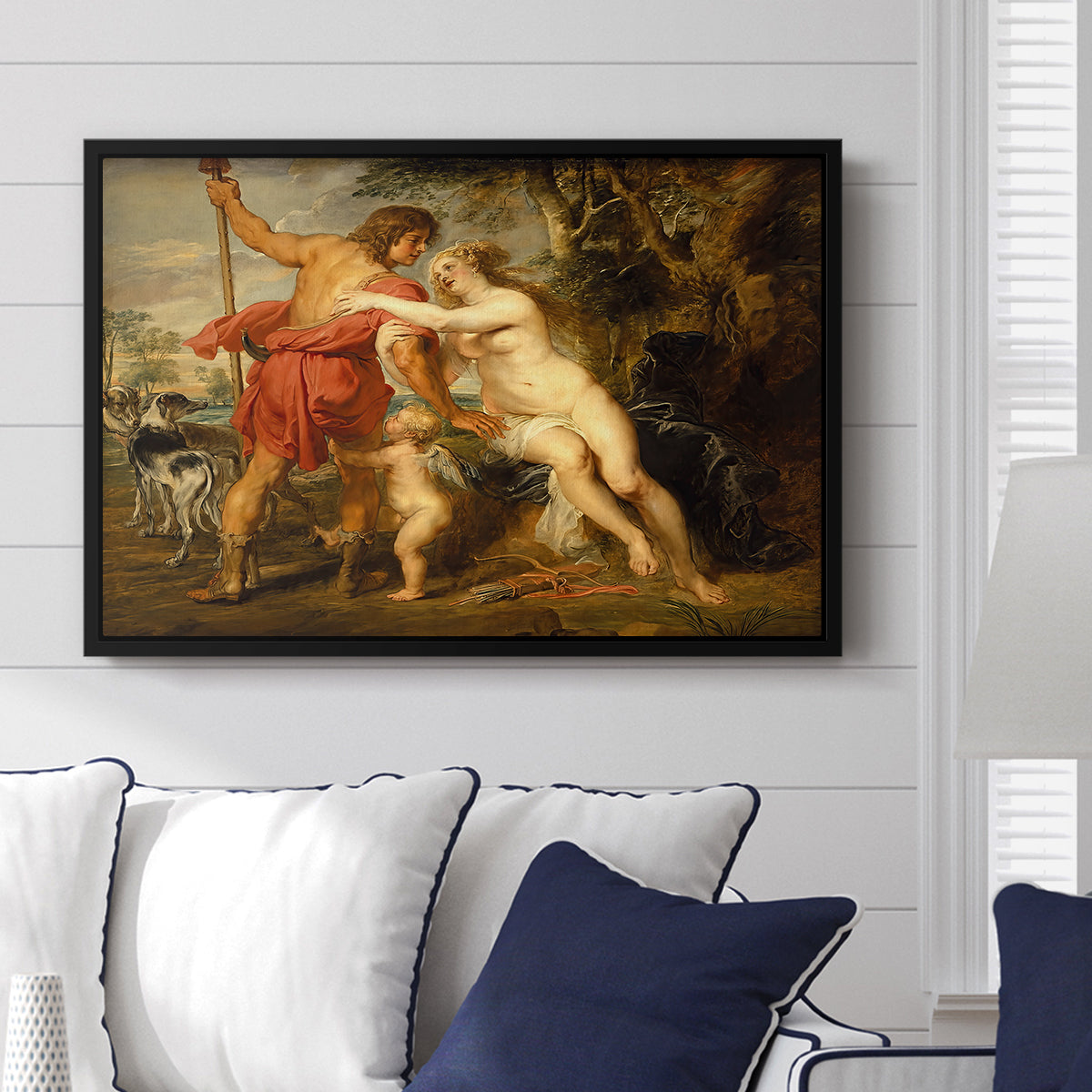 Venus and Adonis, c. 1635 - Floater Framed Canvas Print