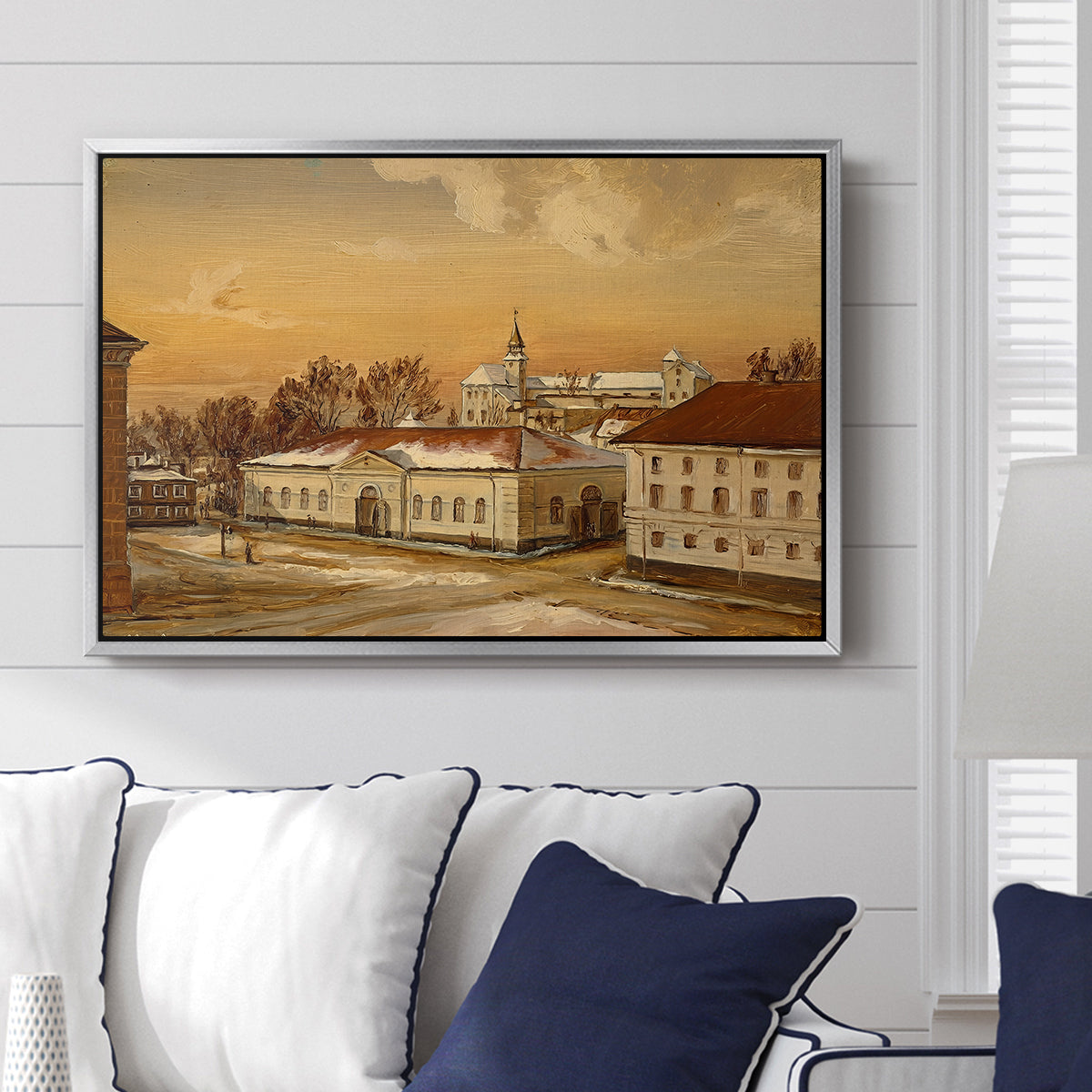 The Riding School at Akershus Castle, 1846 - Floater Framed Canvas Print