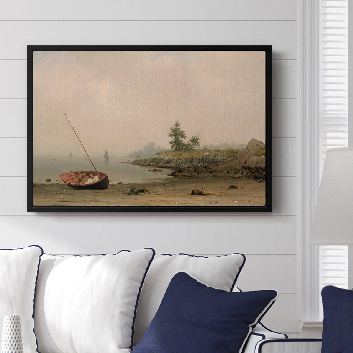 The Stranded Boat, 1863 - Floater Framed Canvas Print