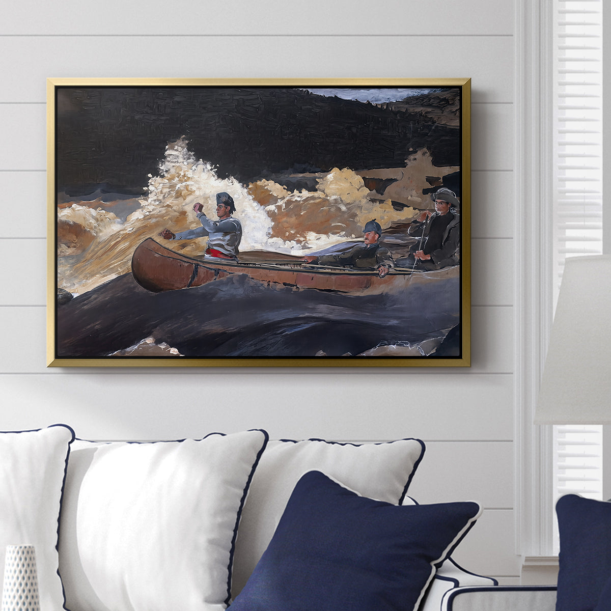 Shooting the Rapids, Saguenay River, 1905-1910 - Floater Framed Canvas Print