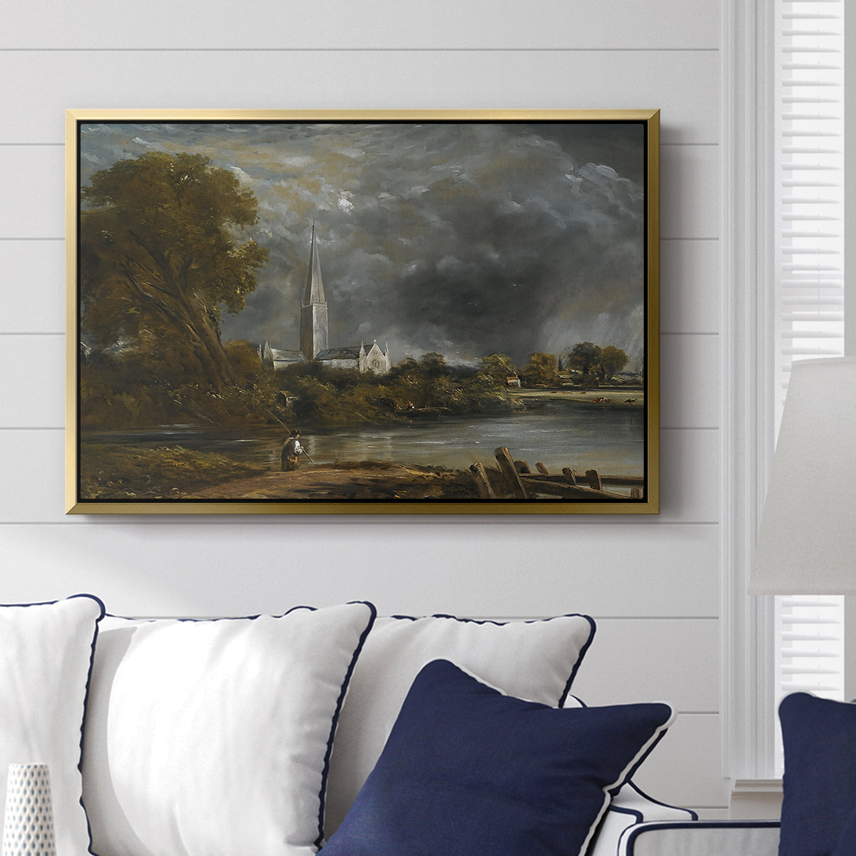 Salisbury Cathedral from the Meadows, c. 1831 - Floater Framed Canvas Print