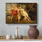 Canvas art print featuring a classical composition with entwined deity figures, styled above a decorative console
