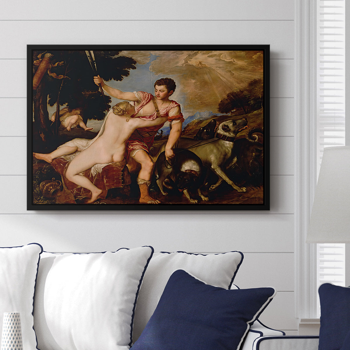 Venus and Adonis, 1554 - Floater Framed Canvas Print